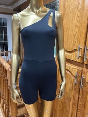 One-Shoulder Black Cutout Romper